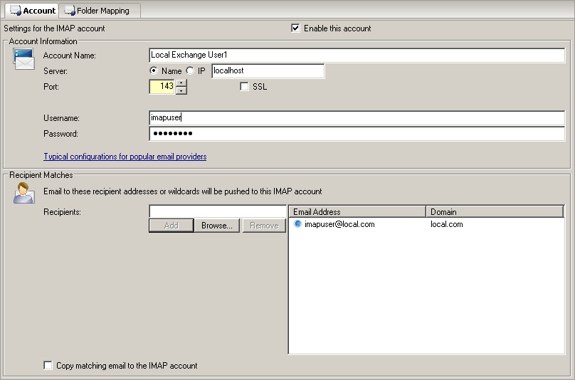 Creating the new IMAP Push Account